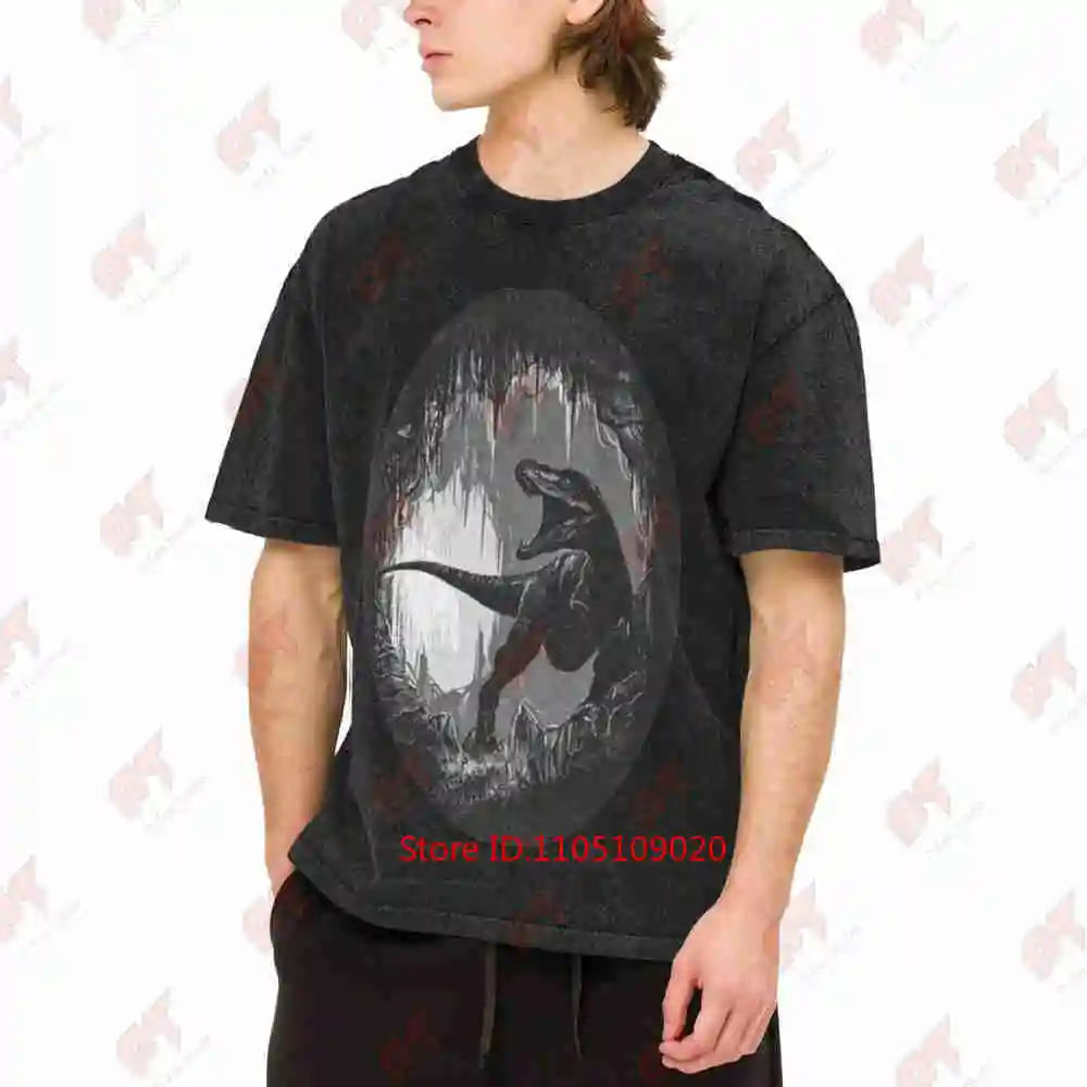 Dinosaur Cave T Rex Vintage Washed Tee Pure Cotton T-Shirt