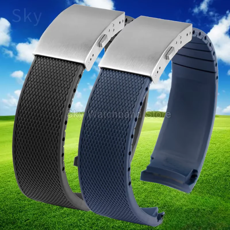 

High Quality Silicone Fluorous Rubber Watchband for Longines hydroconquest L3 Conquest Sports Diving 21mm Black blue gray Strap