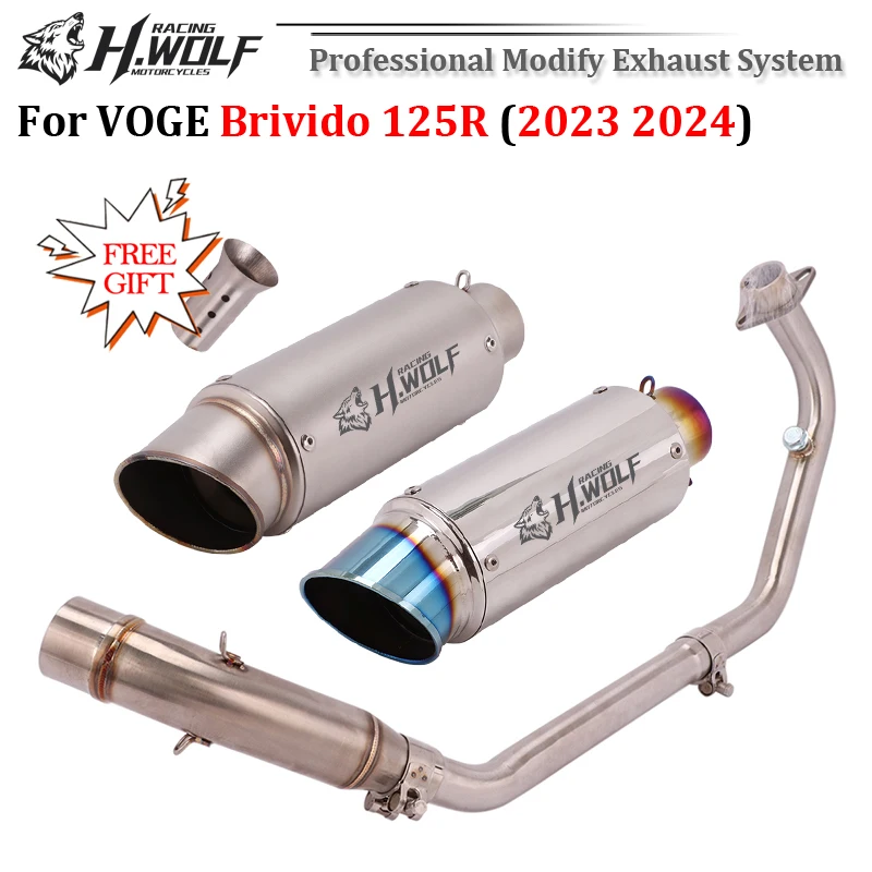 For VOGE Brivido 125R 125 R 2023 2024 Motorcycle Exhaust System Modify Front Mid Link Pipe With 51MM DB Killer Muffler Esacpe