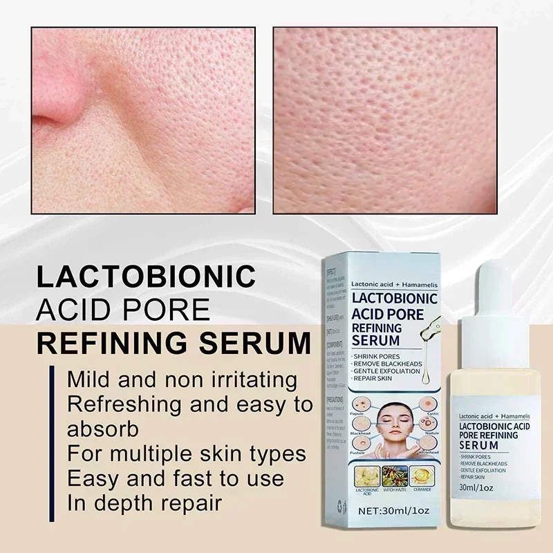 Lactobionic Acid Pore Shrinking Serum Repairing Tightening Face Serum Moisturizing Oil Control Skin Care Korean Cosmetic