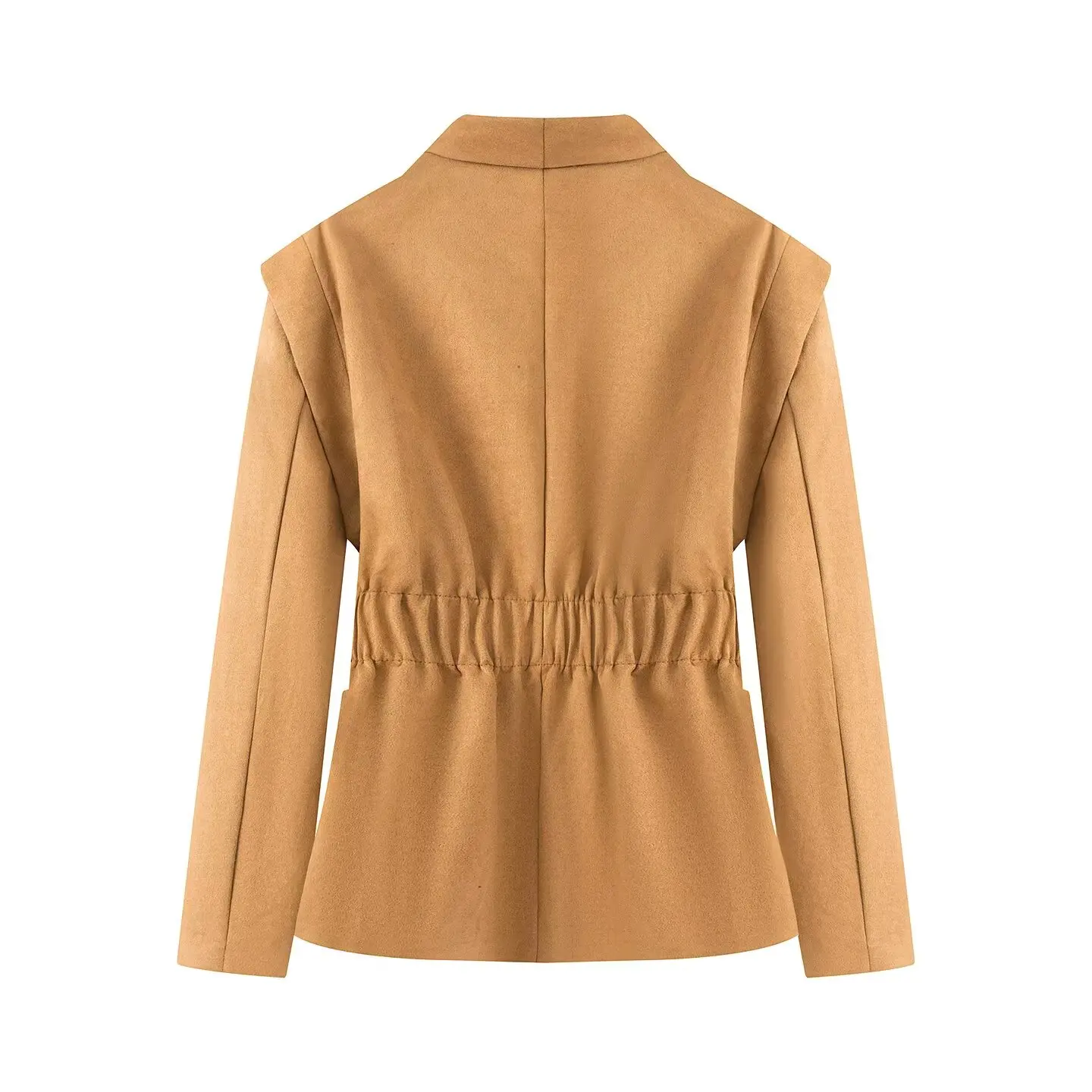 

JNLEAOG модный замшевый костюм с подкладкой на плечах, женская деловая одежда Jaet, осенняя новинка, длинная застежка-молния