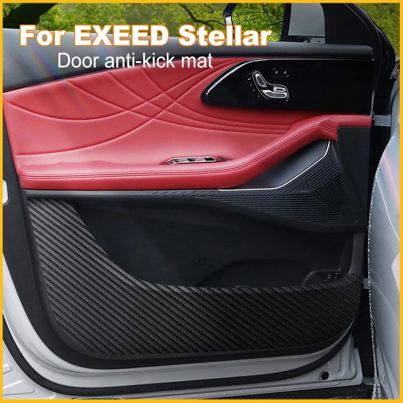 

For EXEED Stellar Car Door Anti-kick Mat Pad Carbon Fiber Leather Protection Film Stickers Decorative Mat Auto Accessories