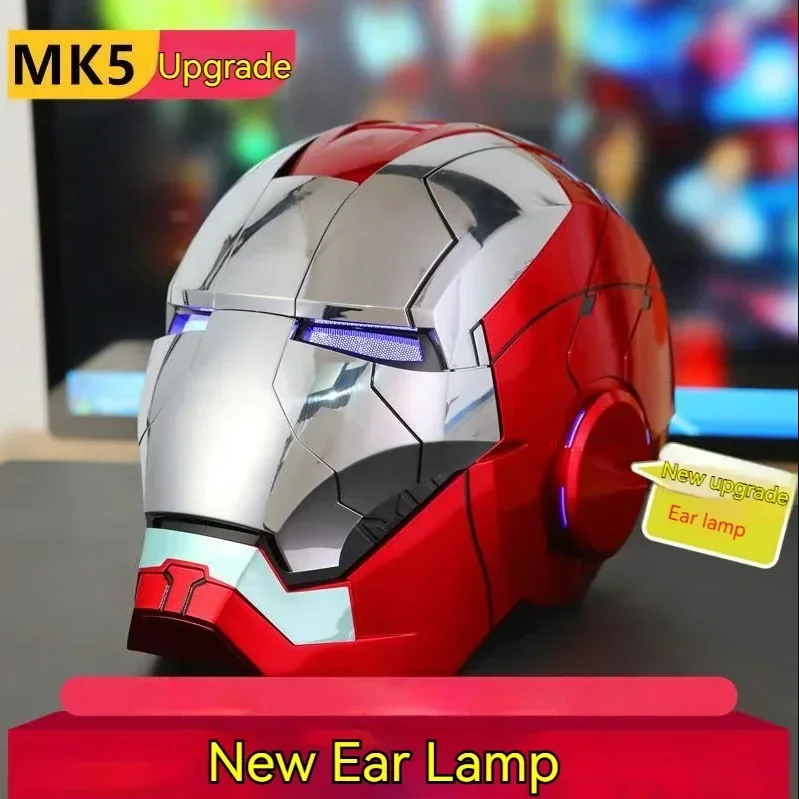 

2024 Iron Man Helmet 1:1 Mk5 Voice Control Eyes With Light Model Toys For Adult Electric Spots Wearable Christmas Gift