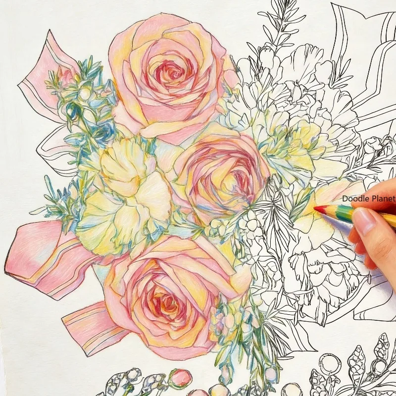 A European Style Retro Palace Style Coloring Copy Book, Include Patterns of Girls/angels/flowers/vines, 24 Pages, Large-sized