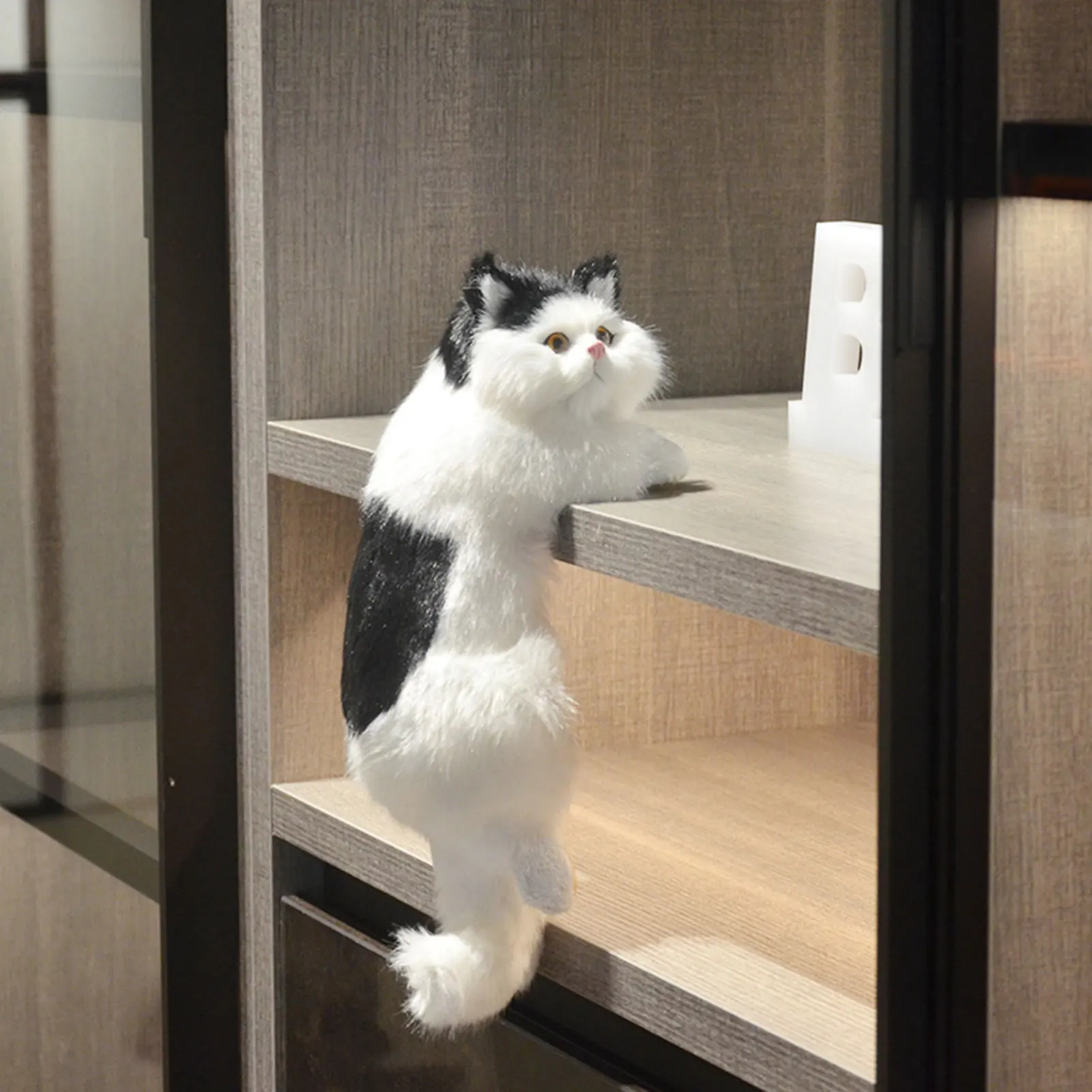 Simulation Furry Cat Figurines Cute High Simulation Figure Statues For Office Decoration image 2