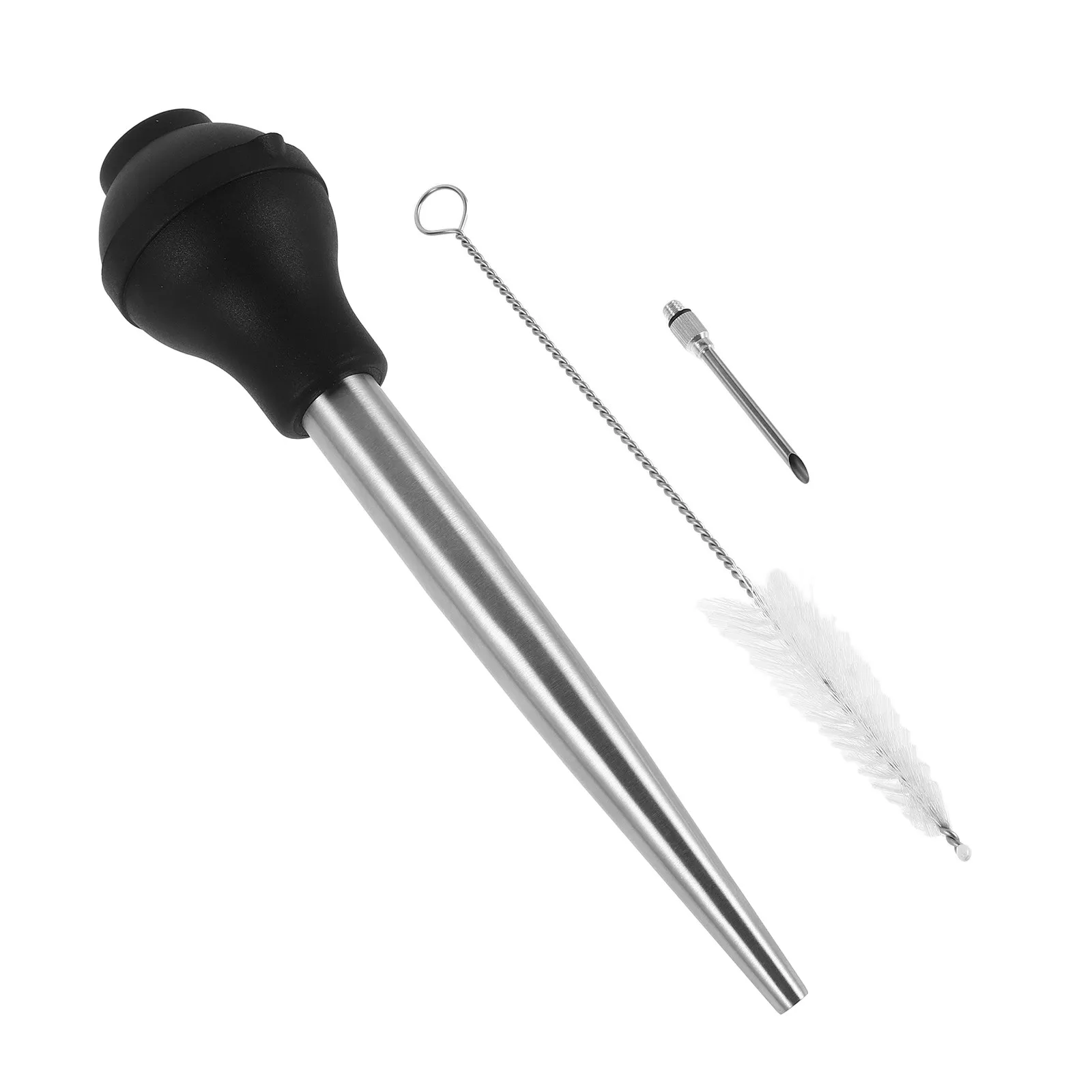 1Set Stainless Steel Turkey Baster Syringe Heavy Duty Meat Basting Tool for Cooking Chicken Roast Large Poultry Injection Needle