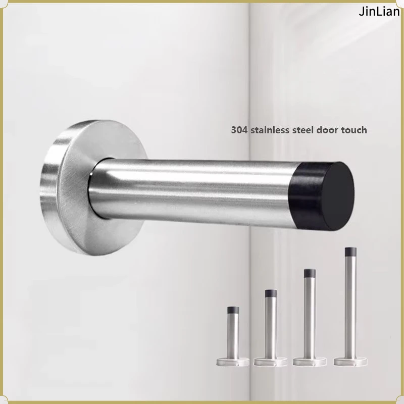 1pc Bathroom door stopper wall-mounted door protector limiter rubber extended door top 304 door stop stainless steel anti-collis