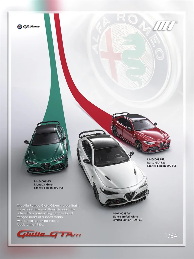 

MH Motorhelix 1:64 Alfa Romeo Giulia GTAm White / Black / Green Resin Model Car