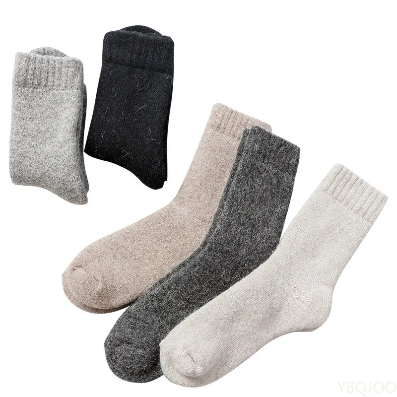 

4 pairs Socks Men Super Thicker Solid Sock Wool Warm Socks Against Cold Snow Winter Warm Funny Happy Male Socks