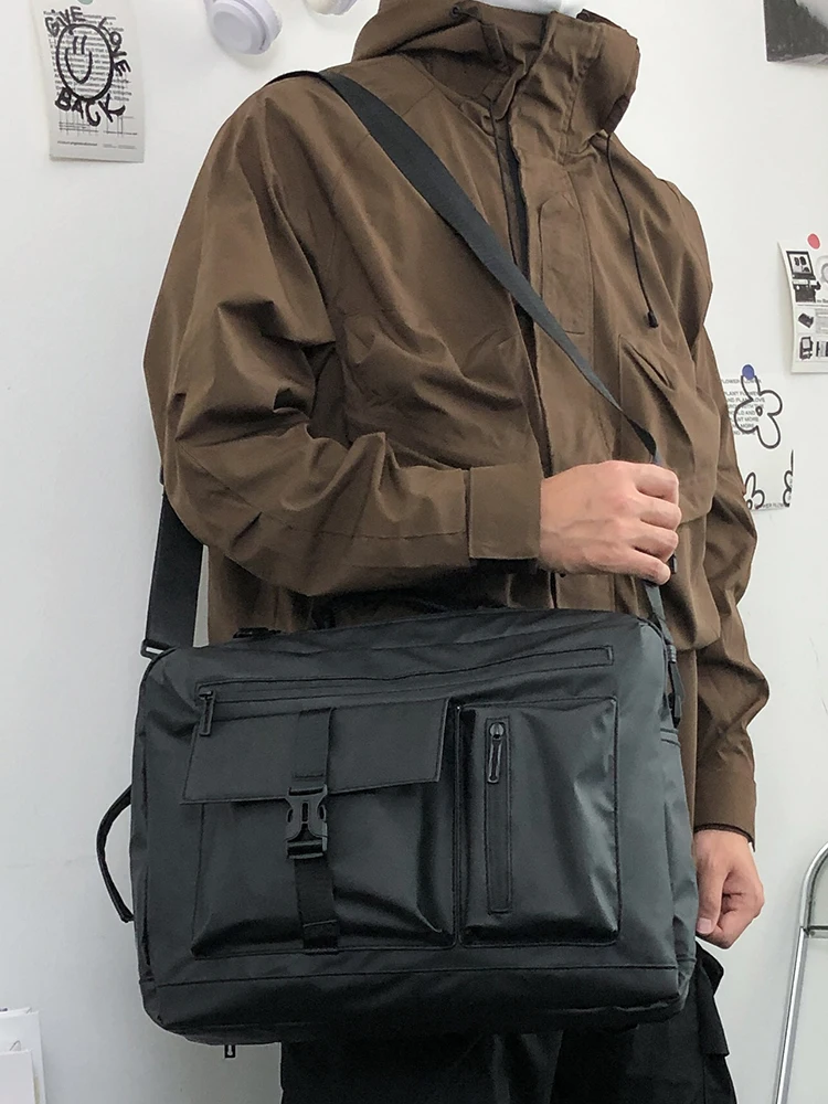 Large Capacity Sports Men's Crossbody Bag Multi-Functional Color Block Handbag Laptop Bag for College Students Shoulder Bag