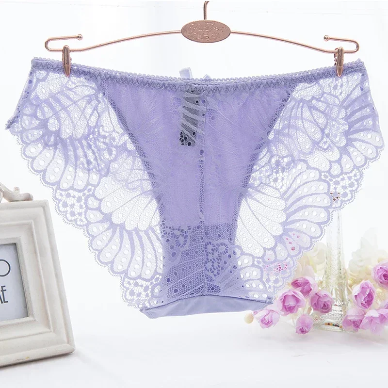 Hot selling item Fashion Women Underwear Sexy Lace Transparent Low Waist Hollow T Back Panties Lady Briefs Big Size M-3XL