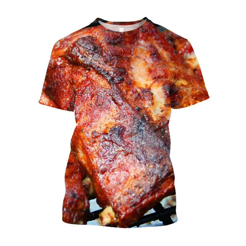 New 3D BBQ For Life Printed Graphic T Shirt For Men Kid Casual Steak Kebab T-Shirt Oversized Outdoor Party Streetwear BBQ Tshirt