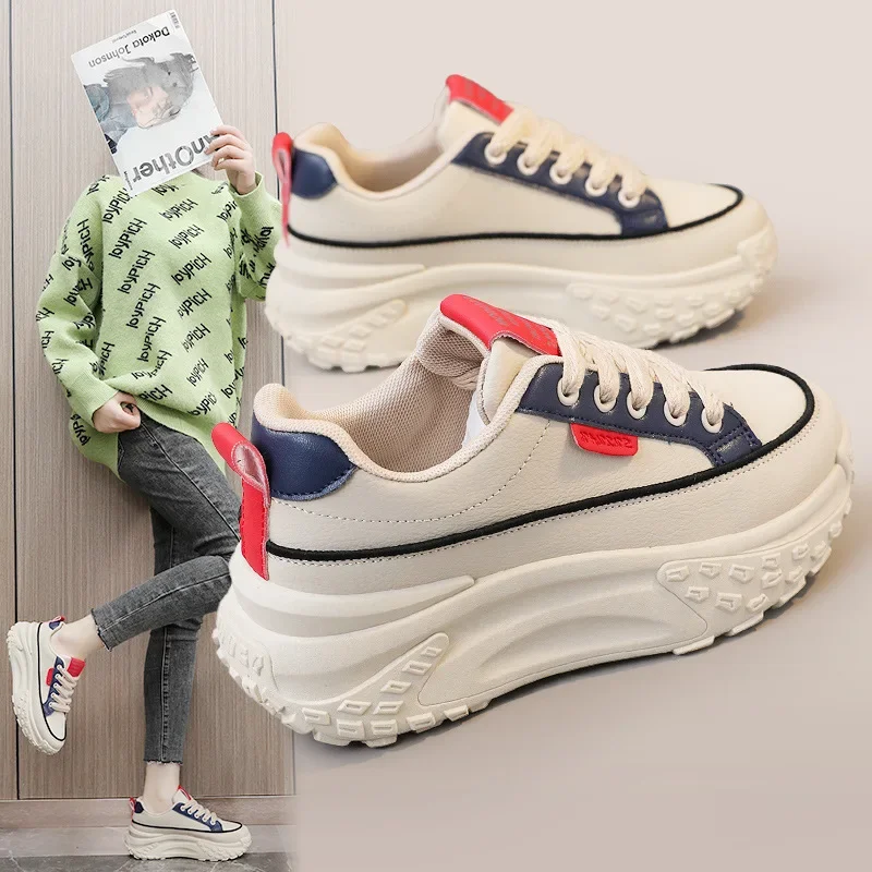 

Leather Women Sneakers Fashion Platform Shoes Breathable Female Running Shoes New Wear-resistant Women Shoes Zapatillas De Mujer