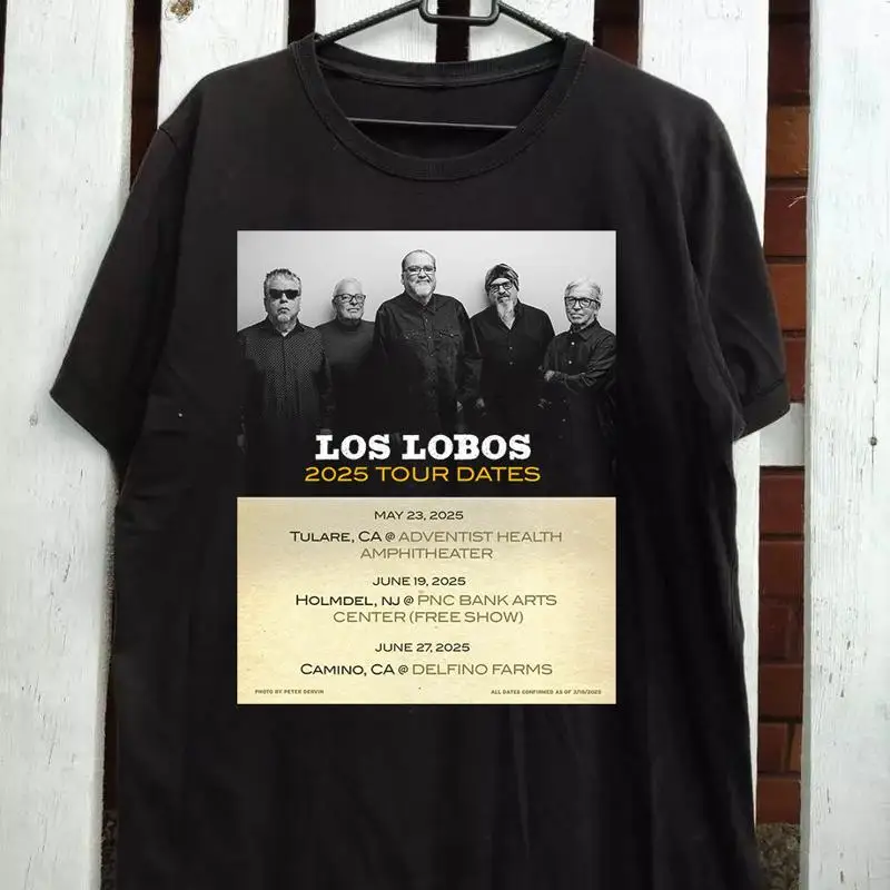 تي شيرت Los Lobos Band 2025 لمواعيد الجولة بالحجم الكامل S 5XL