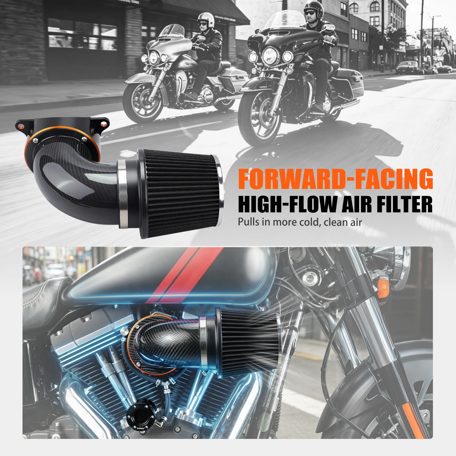 For Harley Dyna Street Bob FXDB 2008-2017 Forward-Facing Air Cleaner Kit Low Rider FXDL Super Glide FXD Fat Bob FXDF Wide Glide