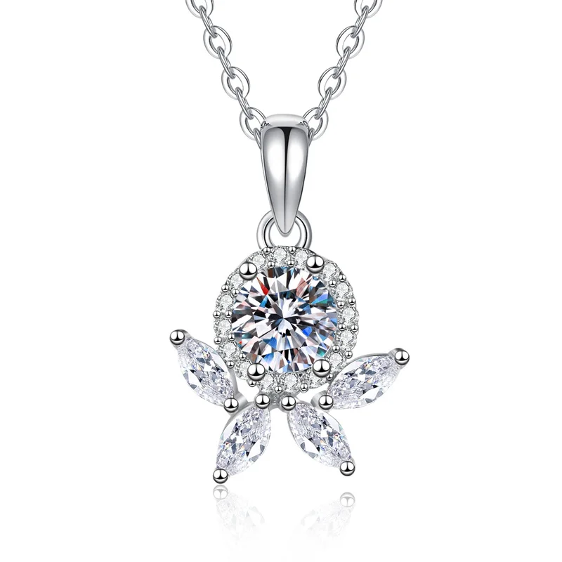 

XL521 Lefei модное роскошное классическое тонкое муассанитовое ожерелье цвета D с милым цветком, очаровательное женское ожерелье из стерлингового серебра s925, ювелирные изделия для вечеринок