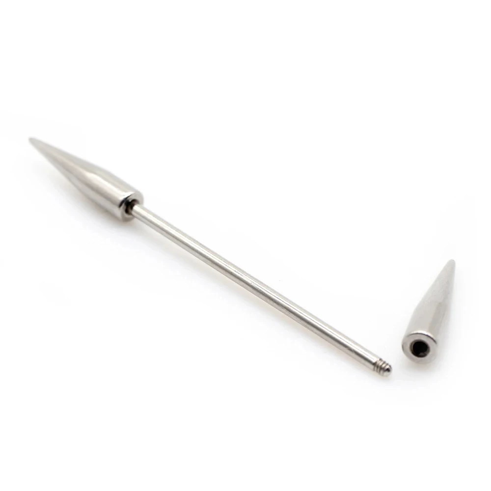 طويل الجراحية الصلب القرط للرجال والنساء ، الحديد الصناعي ، اللولب هيئة ثقب المجوهرات ، ثقب الدائري ، 14 جرام سبايك ، 2 قطعة