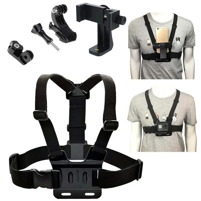 Camera Strap Phone Chest Mount Harness Strap Holder Adjustable For GoPro Hero For Insta360 For Xiaomi Straps Phone Clip Mount