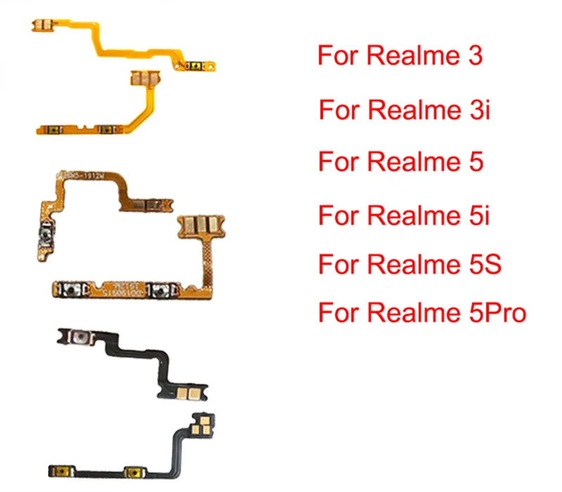 Przyciski regulacji głośności dla Oppo Realme 3 3i 3Pro 5 5i 5S 5Pro na wyłącznej stronie klawisze przycisku głośności kabel Flex części zamiennych