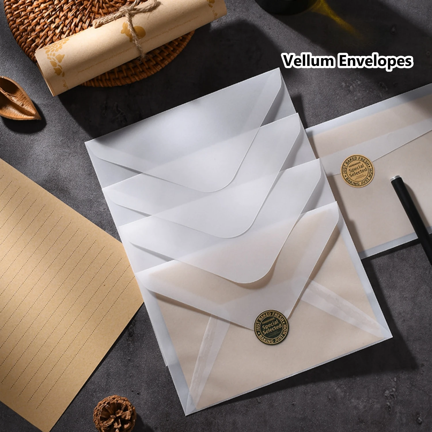 20-50Pcs Vellum Envelopes Translucent Specialty Paper Envelope for Wedding Invitation RSVP Card Greeting Card Graduation Gift