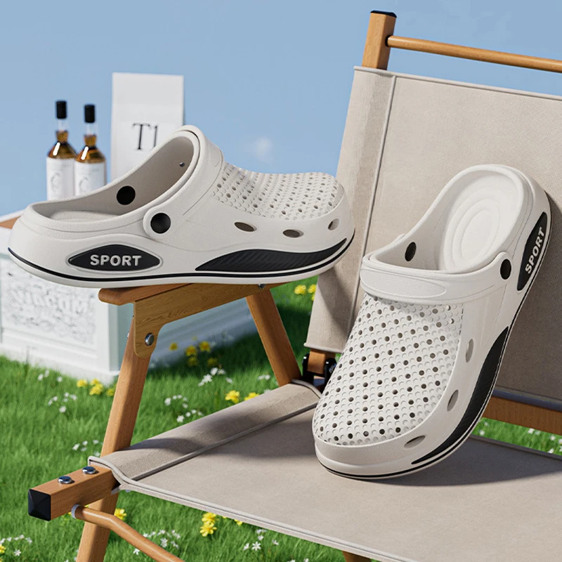 Sommer-Clogs für Herren: Rutschfeste Cloud-Hole-Gartensandalen für Strand, Outdoor und Zuhause – Flip-Flops und Slides aus EVA