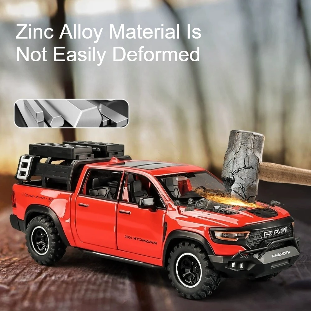 1:32 Mammoth Tacoma Alloy Off-road Vehicle Diecast Model Toys Car Miniature Vehicle Pull Back Light Sound SUV Toddler Kids Gifts