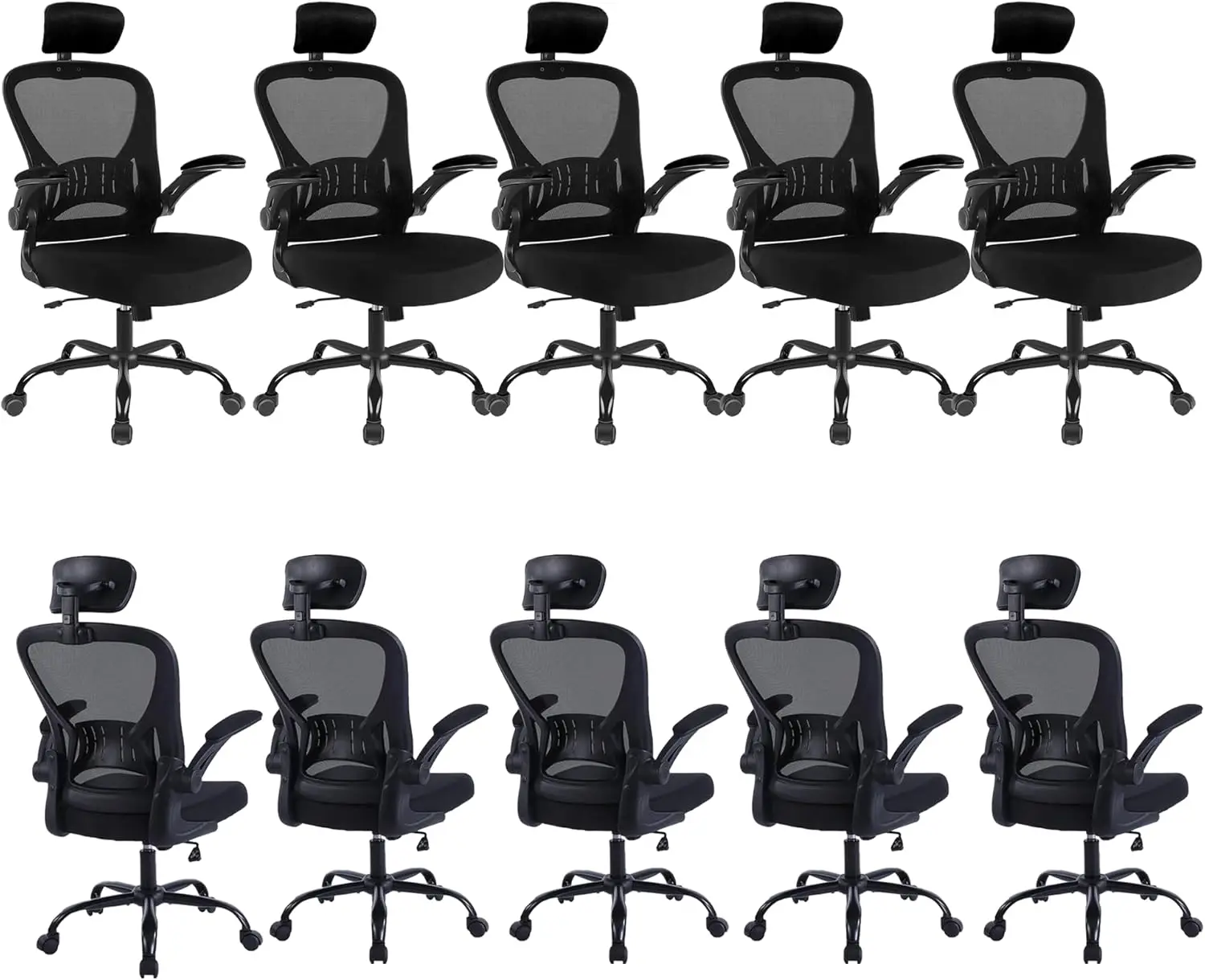 10 Pack Office Chair Ergonomic Desk Chair Comfort Adjustable Height With Wheels，Lumbar Support Mesh Swivel Computer Home Office