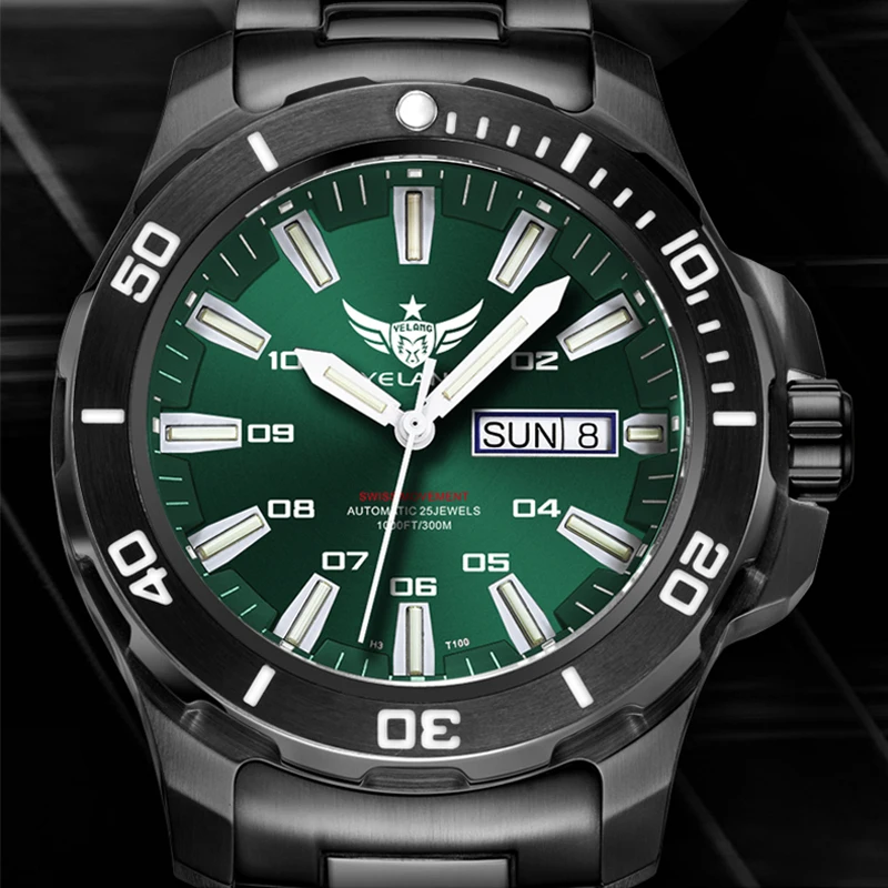 Yelang V5.1 Men\'s Brand Watch 44mm Super Diving 300M WATERPROOF SW220 SWISS H3 Self Luminous Automatic Mechanical Diving Watch
