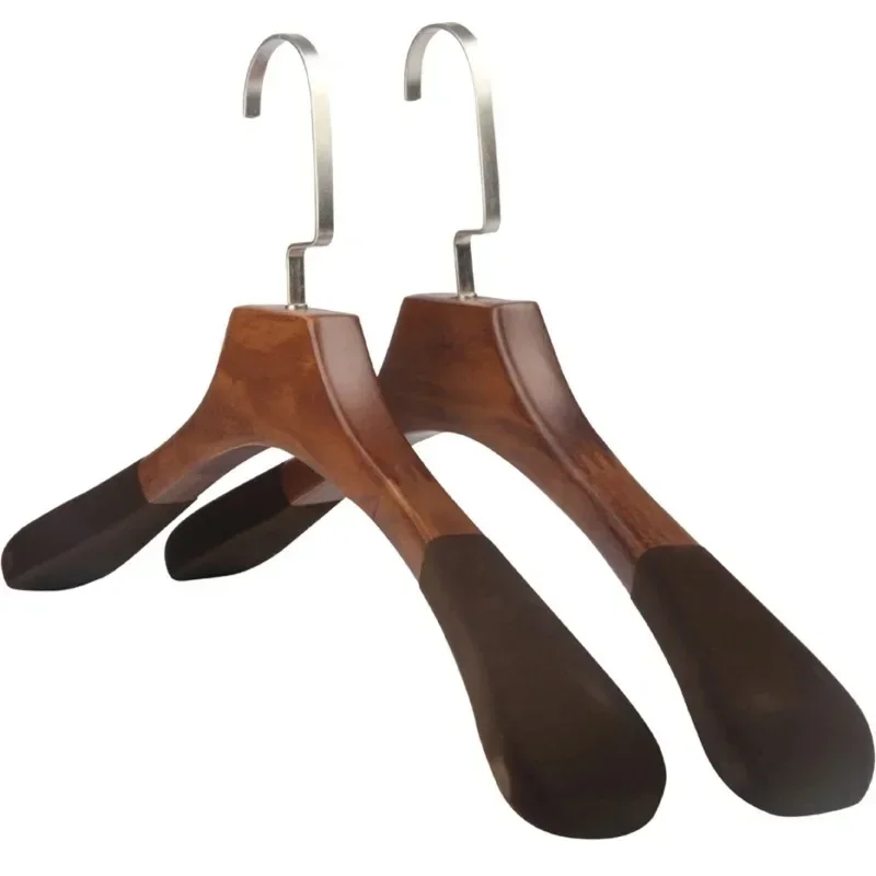

5Pcs/set Adult Extra-Wide Solid Wood and Metal Hook Wooden Hangers With Notches Non-slip Metal Hook for Clothes