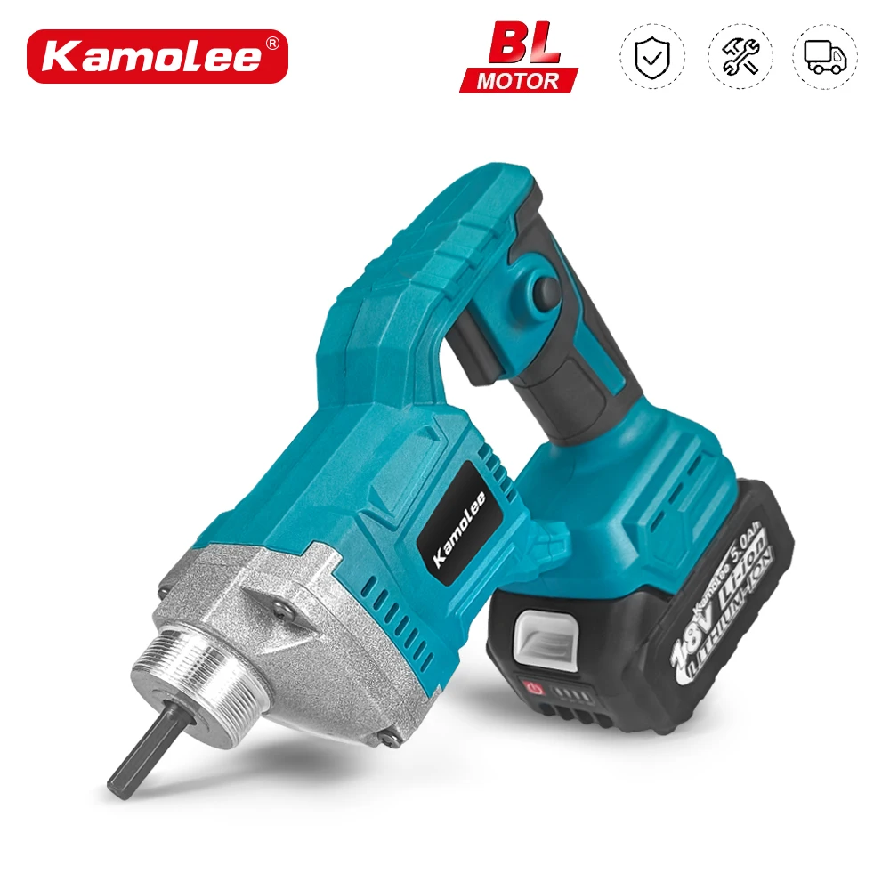 Kamolee 1100W 15500VPM Cordless Electric Concrete Vibrator Concrete Compactor Concrete Mixing Tool For makita 18v battery