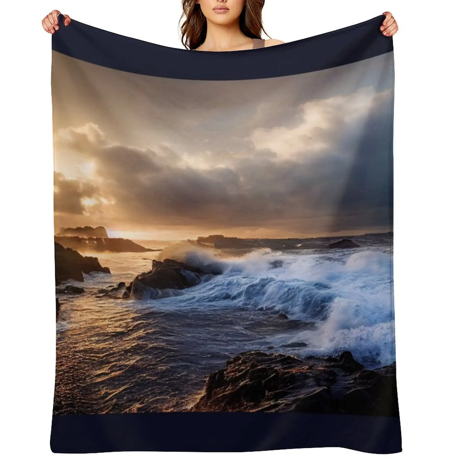 Manta de tiro de marea entrante, bonita decoración navideña, mantas decorativas para sofás