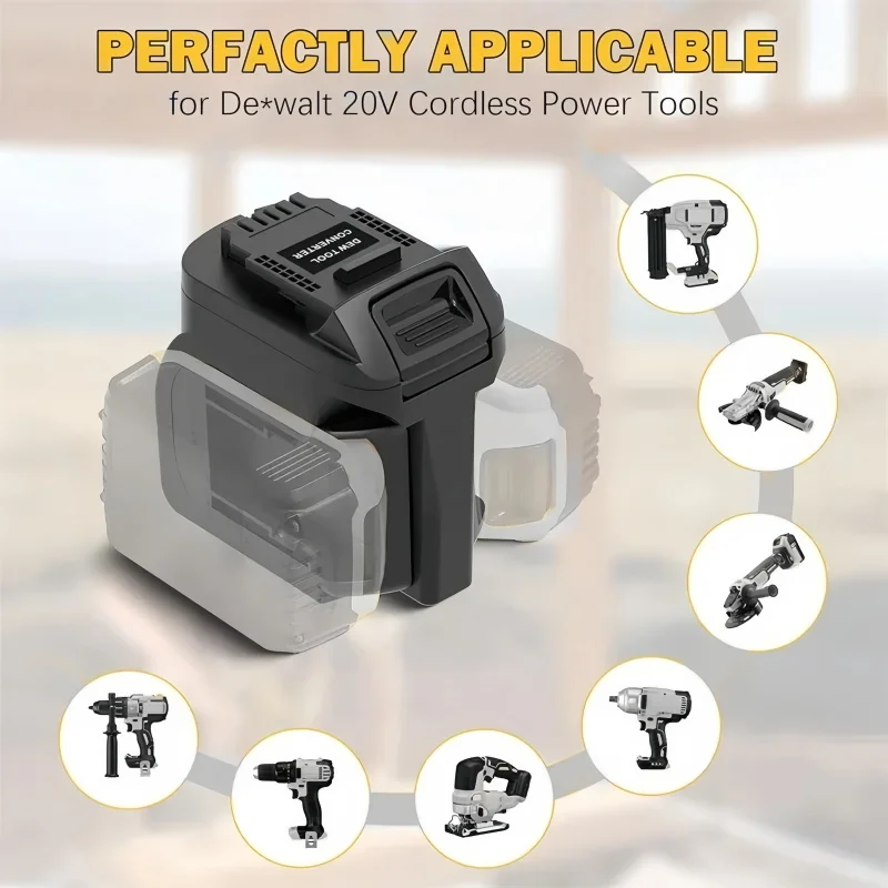 

Portable Dual Battery 2-in-1 Battery Adapter Converter for Dewalt 18V 20V Li-ion Batteries for Dewalt 20V Cordless Power Tools