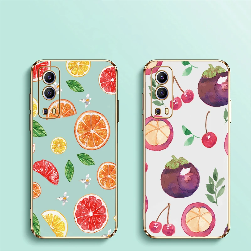 الليمون الكرز زهرة البرتقال طباعة جراب هاتف ل Vivo IQOO U5X Z7 Z9 Z9X U1X Neo Z3 تصفيح سيليكون للصدمات لينة غطاء من البولي يوريثان #2
