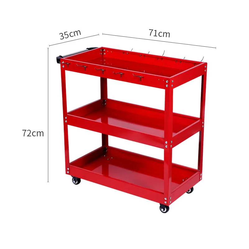 3 Tier Rolling Tool Cart Heavy Duty Steel Utility Cart with Brake Casters Mobile Storage Trolley for Auto Repair Workshop