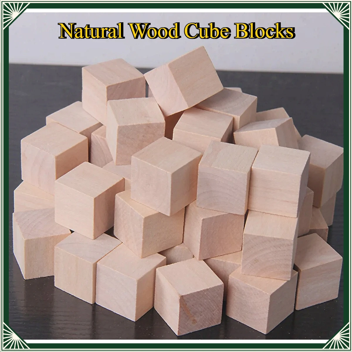 Natural Wood Cube Blocks 10mm 15mm 20mm 25mm 30mm 50mm Square Wooden Cubes DIY Crafts Math Geometry Puzzle Toys for Kids