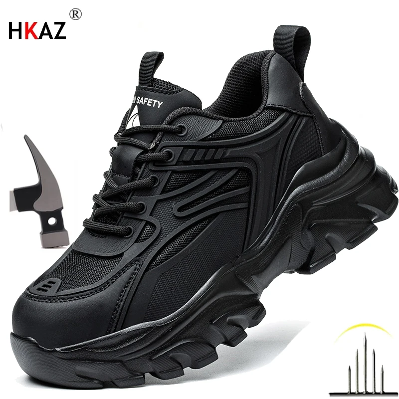 Women Safety Shoes For Work Safety Boots Breathable Steel Toe Puncture Proof Sport Work Sneakers Construction Security Boots