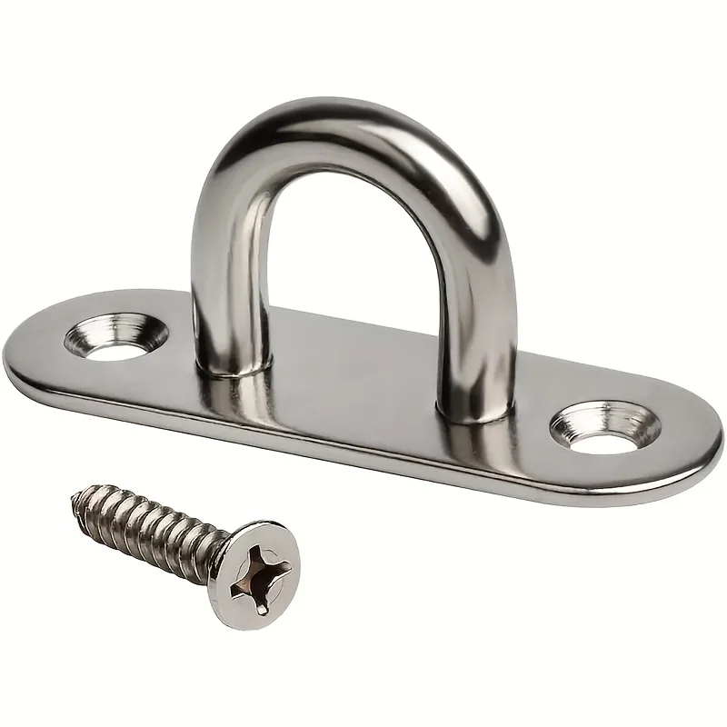 10x Edelstahl-Schraubhaken und 20x Befestigungsschrauben, M5-Ösenplatte mit Ring, für Schiffsausrüstung, Deckenwandbehänge – Detail 4