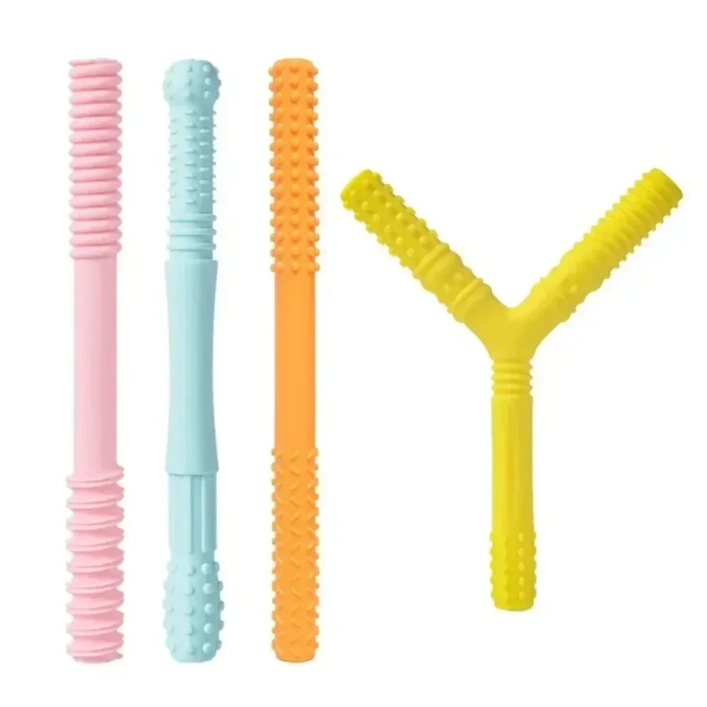 

1Pcs Children Teether Chewing Tube Silicone Oral Muscle Training Tool Kid Anti-eat Hand Molar Stick Autism Sensory Speak Therapy