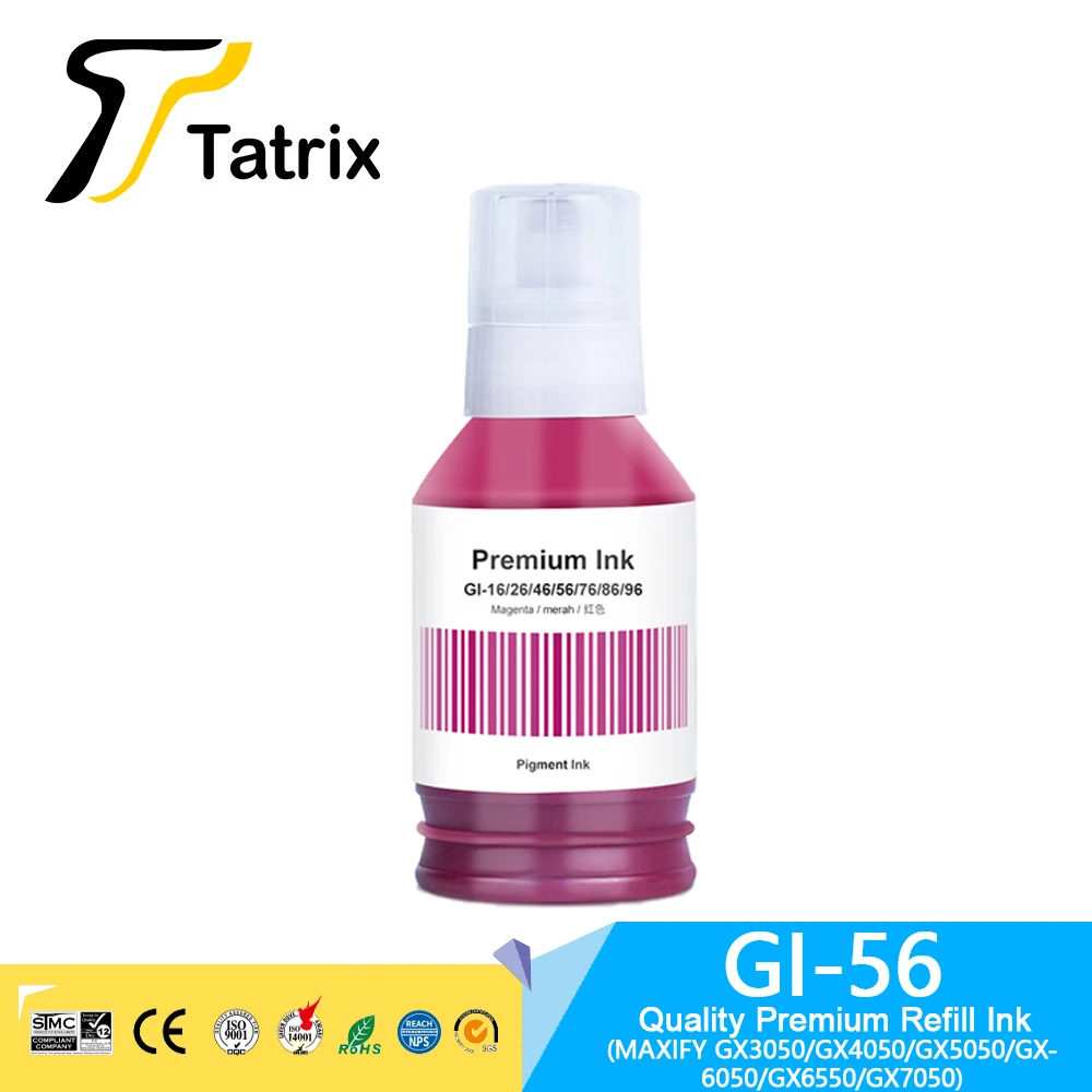 Tatrix GI 56 GI56 GI-56 Premium Color Compatible Refill Ink for Canon MAXIFY GX3050/GX4050/GX5050/GX6050/GX6550/GX7050 Printer