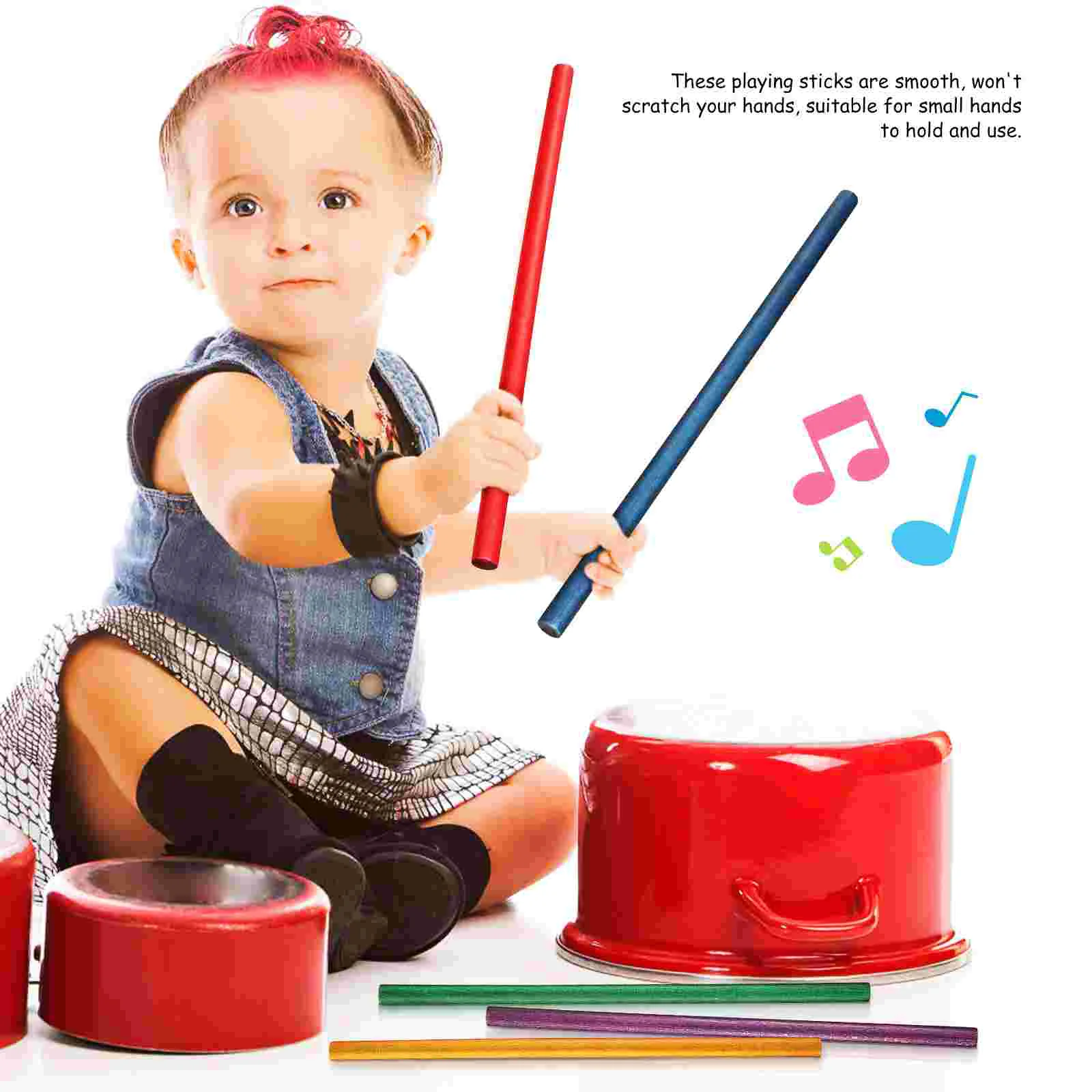 16 Pcs Round Stick Colorful Rhythm Sticks Toys Musical Wooden Sticks Rhythm