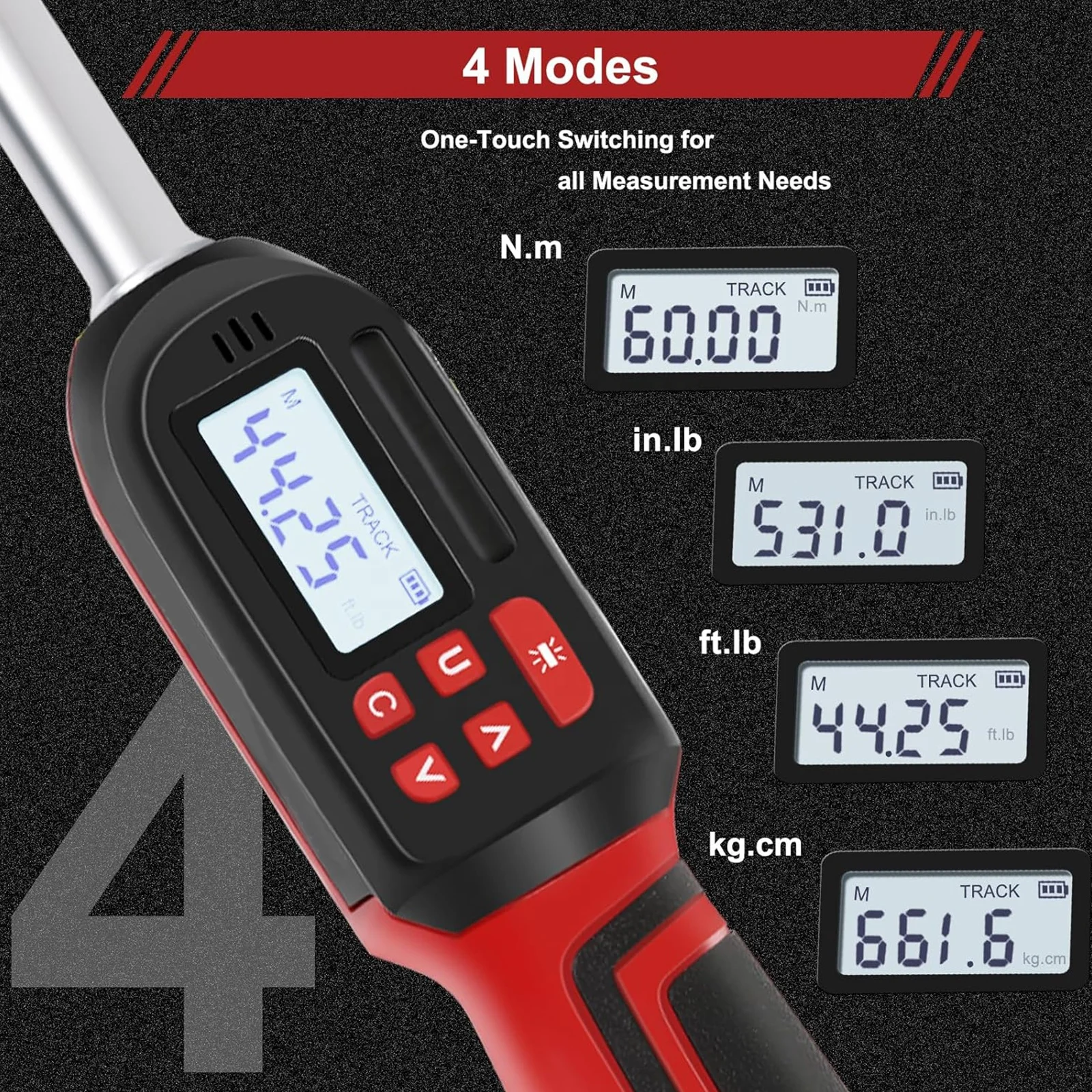 Chave de torque digital ajustável industrial resistente de alta precisão com display LCD