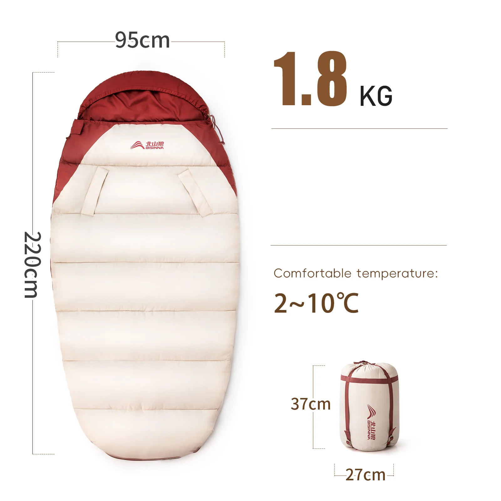 BISINNA XL Campingslaapzak Outdoor Ultralight Winter Warm Draagbare slaapzak voor wandelen, reizen, vissen