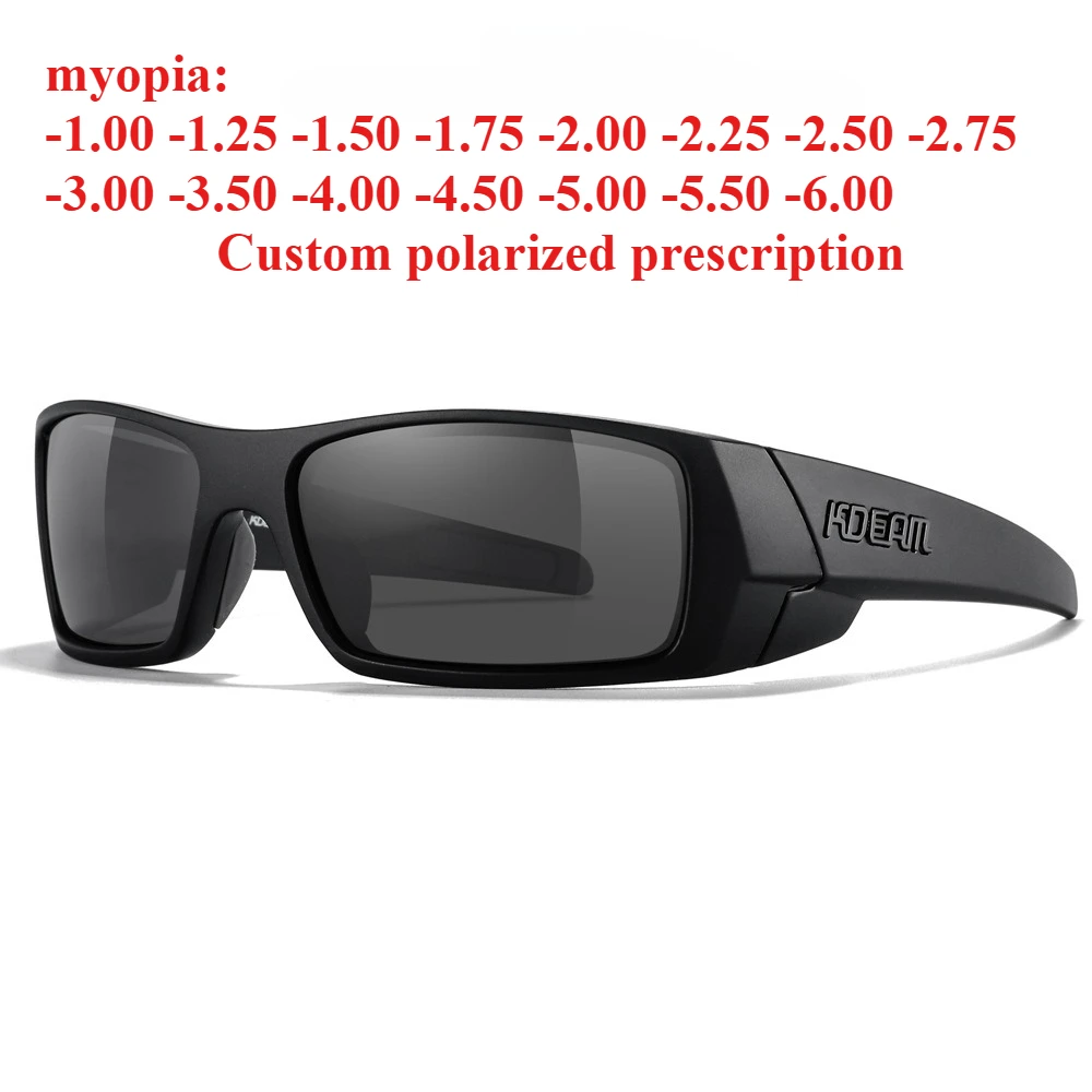 Image of Rechteckige polarisierte Sonnenbrille für Herren, farbenfrohe Outdoor-Sportbrille, individuelle Sehstärke für Kurzsichtigkeit und Astigmatismus erhältlich