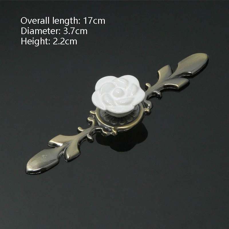 3D Rose Shabby Chic Cabinet Door Knobs Kitchen Cabinets Pulls Ceramic Dresser Wardrobe Cupboard Knobs Cabinet Furniture Handle