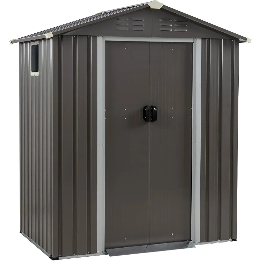 

5x3 FT Metal Outdoor Garden Storage Shed Waterproof Weather Resistant Steel Tool Storage House with Window and Lockable Double