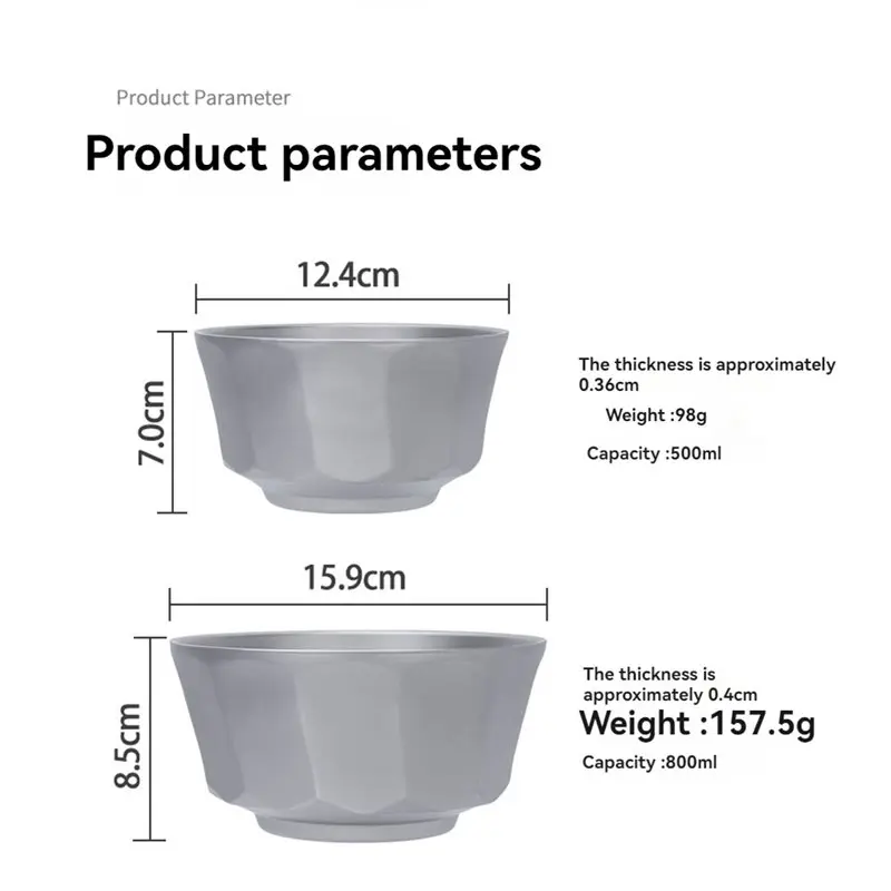 A36T-Insulated Double Walled Bowl Ultralight Camping Bowls For Rice Soup, Oatmeal, Yogurt Outdoor Hiking Picnic Tableware 500Ml