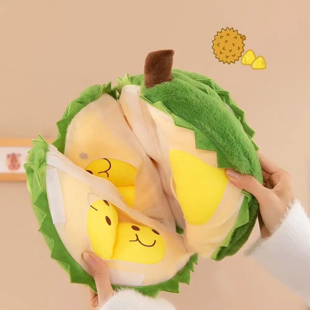 Fluffy Detachable Durian Plush Toy Soft Collection Fruit Durian Plush Pillow Cartoon Cute Peeling Durian Plush Doll