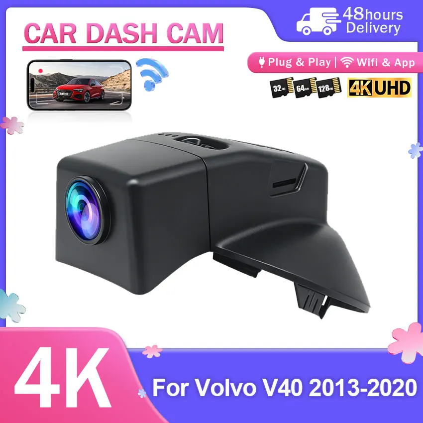 UHD Car DVR 4K Dash Cam Plug and Play Wifi APP Control For Volvo V40 2013-2020 Easy Installation Video Recorder
