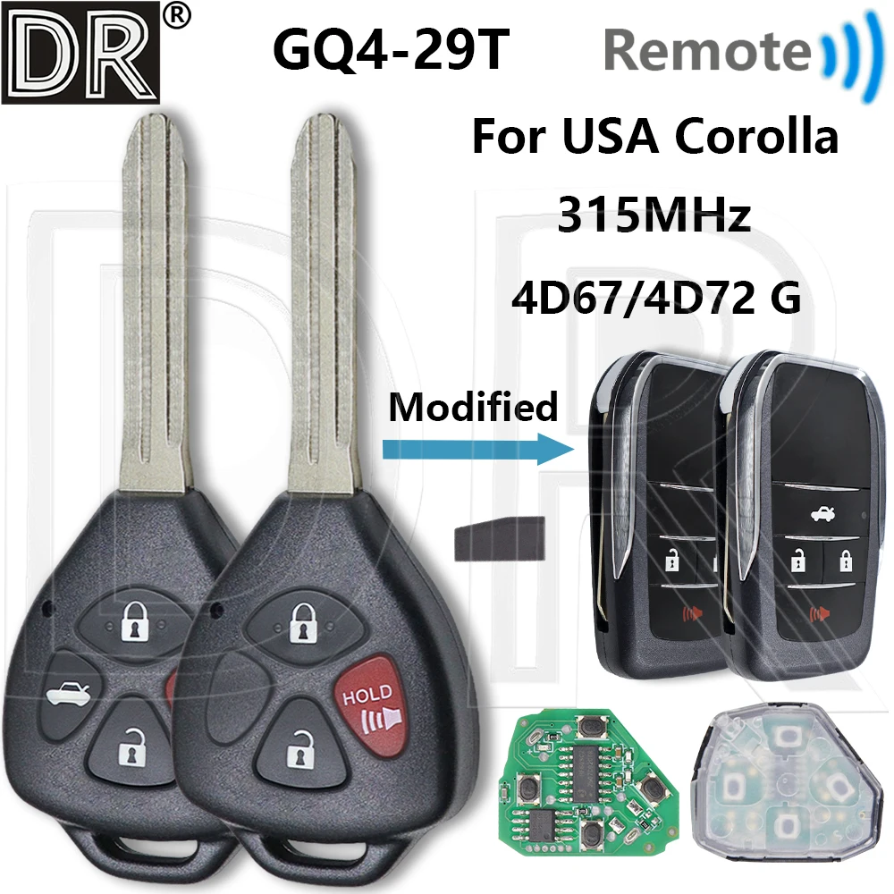 

Отличный GQ4-29T 315 МГц 4D67 4D72 G чип автомобильный ключ дистанционного управления для Toyota Corolla Camry Vibe Pontiac Matrix Venza 2008-2015