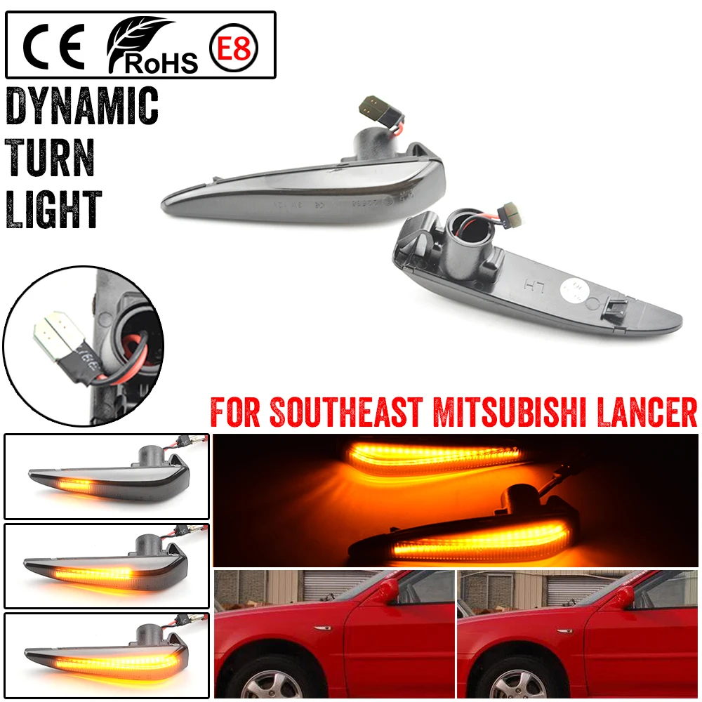 2x Dynamic LED Fender Turn Signal Light Side Marker For Mitsubishi Lancer EVO X Outlander Sport Mirage 2014+